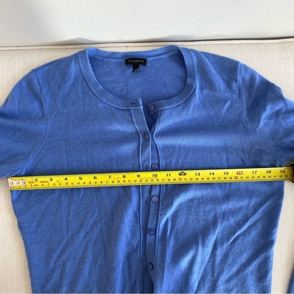 TALBOTS Blue Cashmere Blend Cardigan Sweater S - Picture 8 of 9